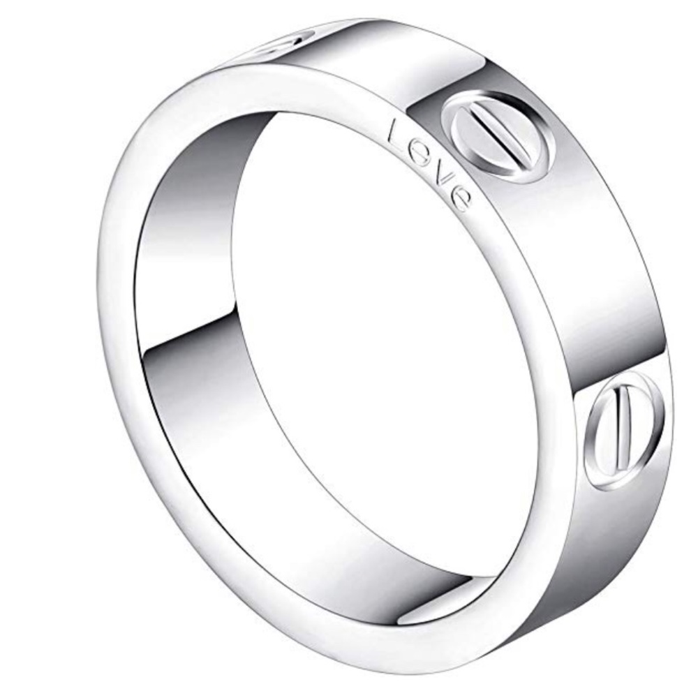 Designer Love ring screwed nail inspired in silver